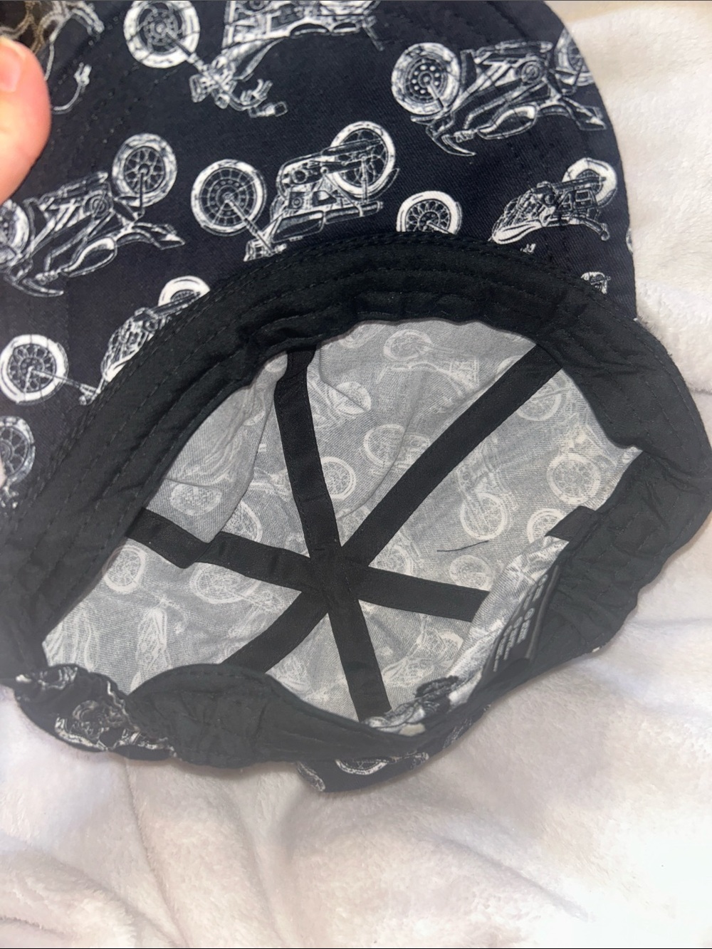 Vintage Black White Motorcycle Print 5-Panel News boy Cap Biker hat 100% cotton - Picture 2 of 4